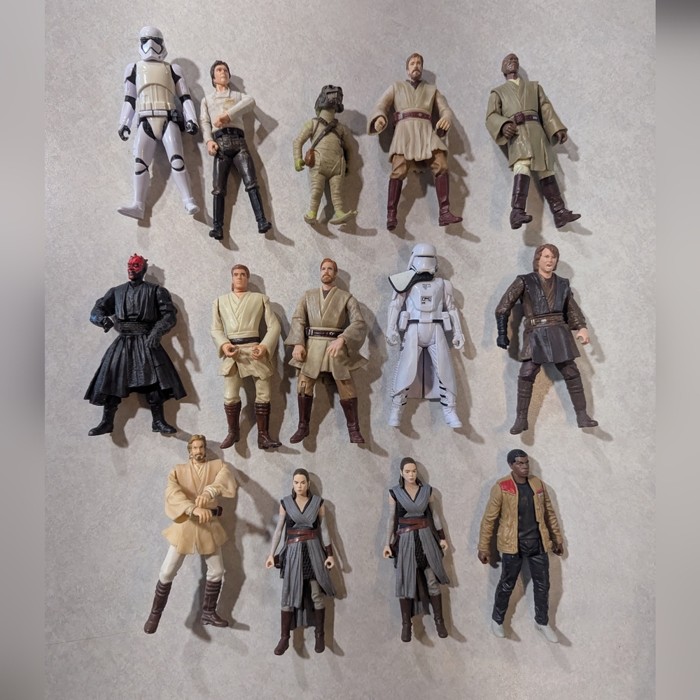 Vintage Star Wars Figure Lot Rey Mace Windu Han Solo Darth Maul Obiwan Kenobi